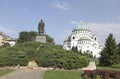 Cathedral of Saint Sava and Karadjordje statue in Belgrade, Serbia